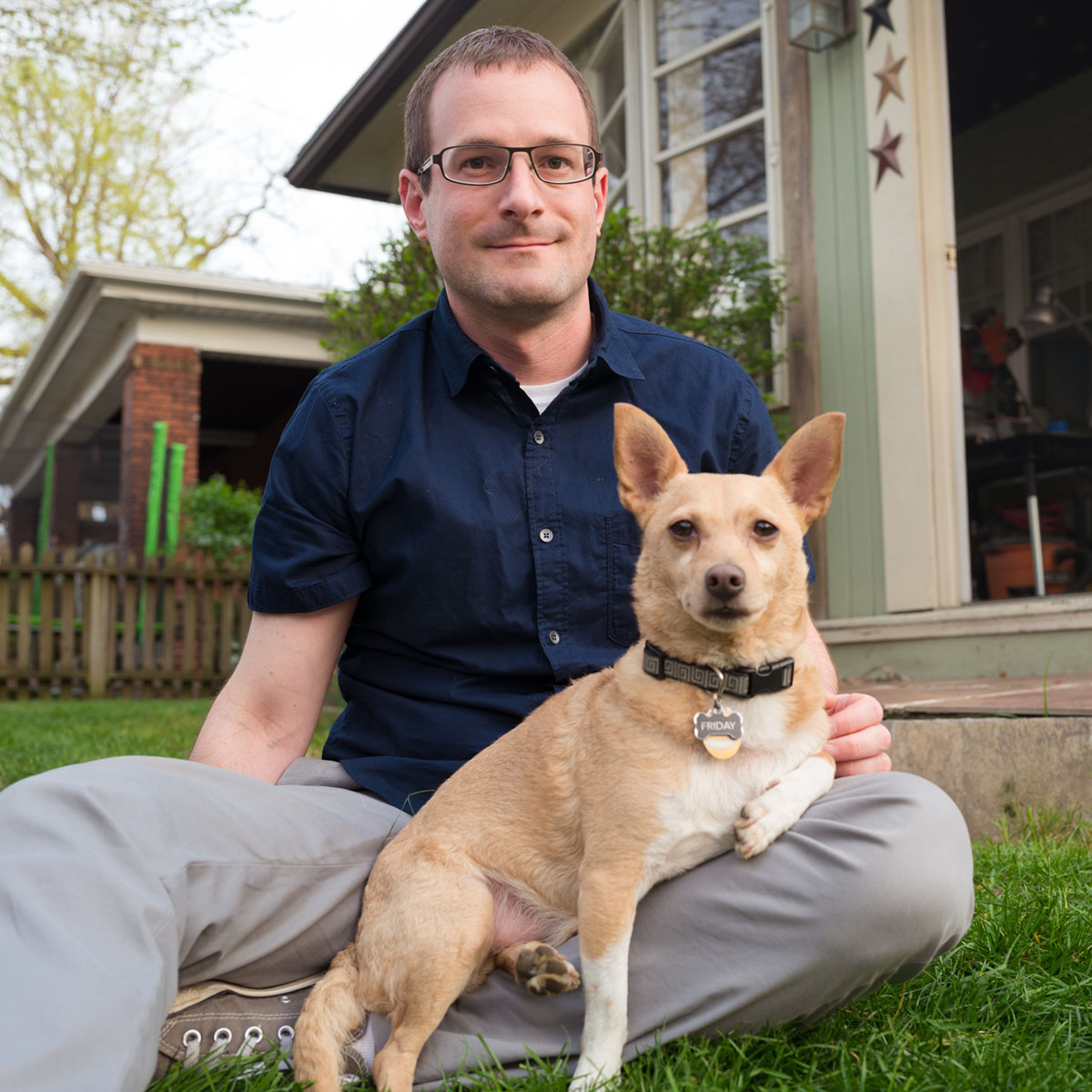 Matt and his dog, Friday